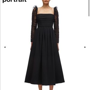 SELF-PORTRAIT Crepe Dot Mesh Midi Dress